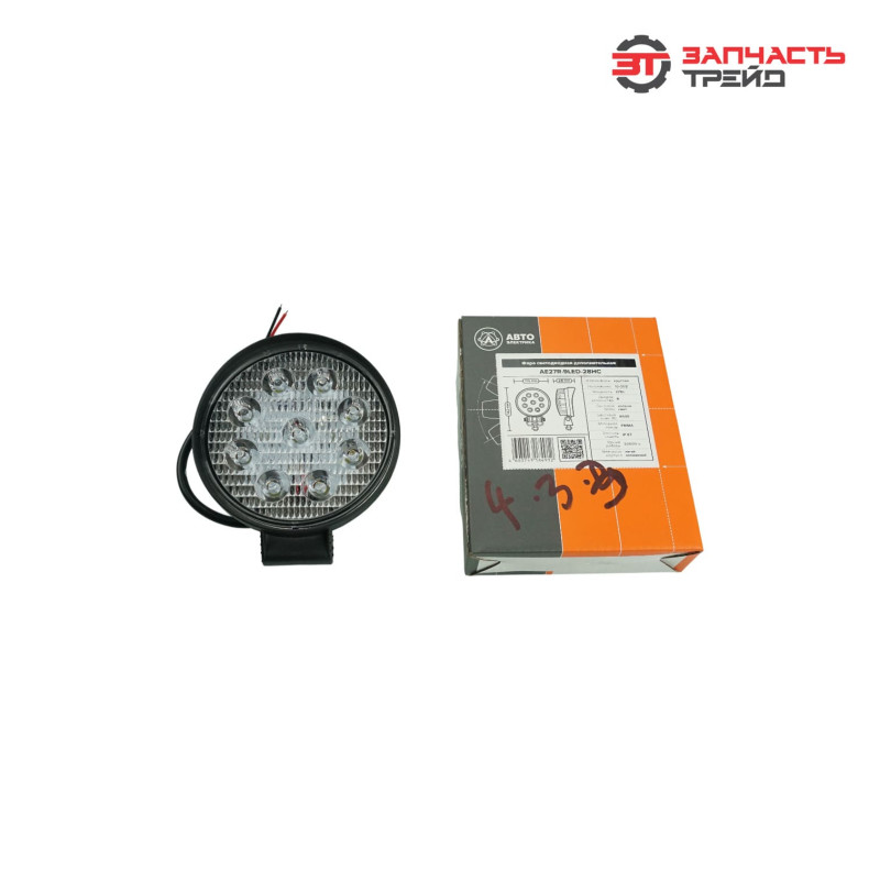 Фара светодиодная AE27R-9LED-28HC (115х142x28) круглая, направленный свет (27W,9 LED) (AVTOELECTRICA)