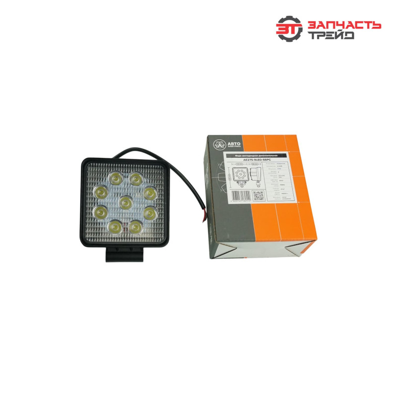 Фара светодиодная AE27S-9LED-55PC квадратная, рассеиваемый свет, 9 диодов,27W,(110х55х140)12/24V (AVTOELECTRICA)